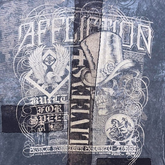 Y2K Distressed Affliction Cyber Mall Goth Studded Heavy Tee - Picture 7 of 8